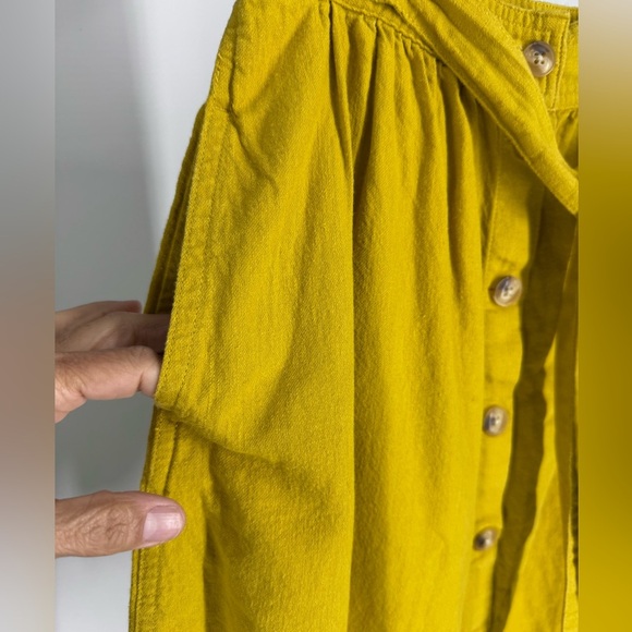 Madewell mustard Tie Palisade Button-Front Midi Skirt 2 XS S - Picture 8 of 9